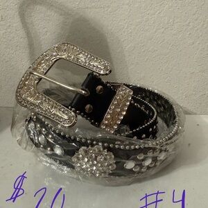 Elegant Black Studded Belt with Silver Accents